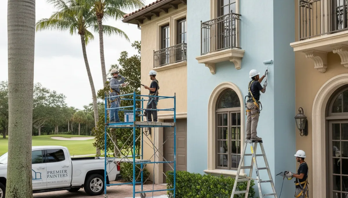 West Palm Beach, FL painting contractor painting a home exterior for residential curb appeal