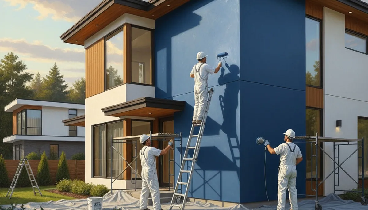 West Palm Beach painters painting a home exterior for weather protection and curb appeal